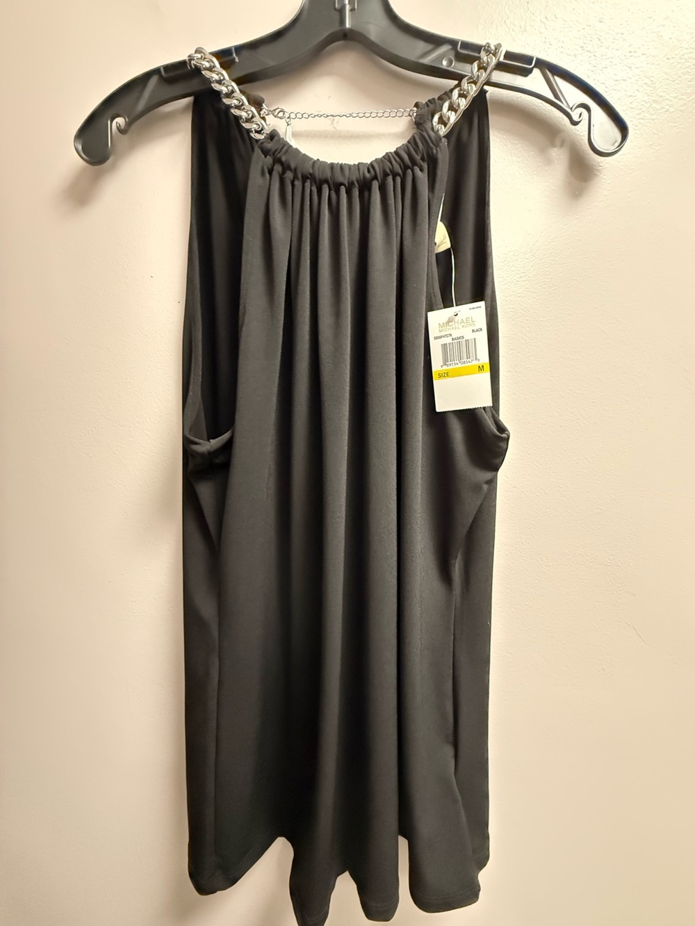 NWT Michael Kors Stylish Black Chain Shoulder Linked Sleeveless Blouse Ladies M